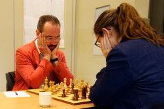KNSB wedstrijd 2016-04-02 Thomas Neuer (links) tegen Ingeborg Jansen
