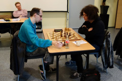 KNSB wedstrijd 2016-04-02 Rudi van Gool (links) tegen Gertjan Verhaeren