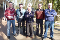 Venlo 3 kampioen LiSB klasse 2A 2011-2012 V,l,n,r, Gerard in 't Veld, Ron Vink, Boeb Jacobs (voor) en John de Laat, Ger van Leipsig, Sjraar Munten