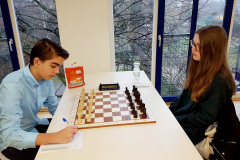 Chess Brains 2019: Siem in de vijfde ronde tegen Annmarie Mütsch, wereldkampioene U16, foto site ChessBase