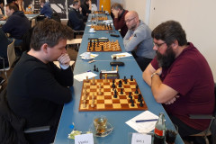 UVS 1 tegen Venlo 1: Bord 1 Joep Nabuurs tegen Joost Retera. Foto Rick Wagemakers via LISB site