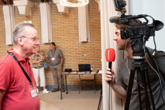 NK 20250709. Voorzitter Gerard in 't Veld wordt geïnterviewd door Omroep Venlo (Foto Ad Bruins)
