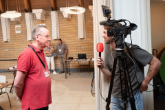 NK 20250709. Voorzitter Gerard in 't Veld wordt geïnterviewd door Omroep Venlo (Foto Ad Bruins)
