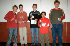 Noord Limburgs Jeugd kampioenschap 20-11-2004 C groep. V.l.n.r.  Wouter Straver, Ruud van der Beek, Guido Faassen, Thijmen Smith, Christiaan Lennaerts