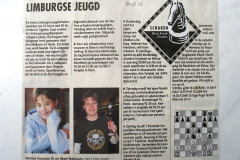 Dagblad De Limburger van woensdag 4 januari 2006, Schaakrubriek van Frank Clevers, over het Jeugdkanpioenschap Schaken 2005  in Tegelen