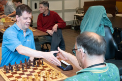 20250711 NK Venlo. Rapidtoernooi, Guy Dierx (links) tegen Hans Leenders  (Foto KNSB/Schaakbond