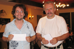 Zomersnelschaak 20080814. Wouter Smeets (links) en Sjef Senden gedeeld tweede prijs 2e klasse